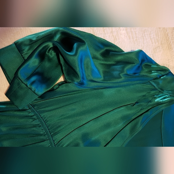 Emerald silk Ojay dress - Picture 5 of 11